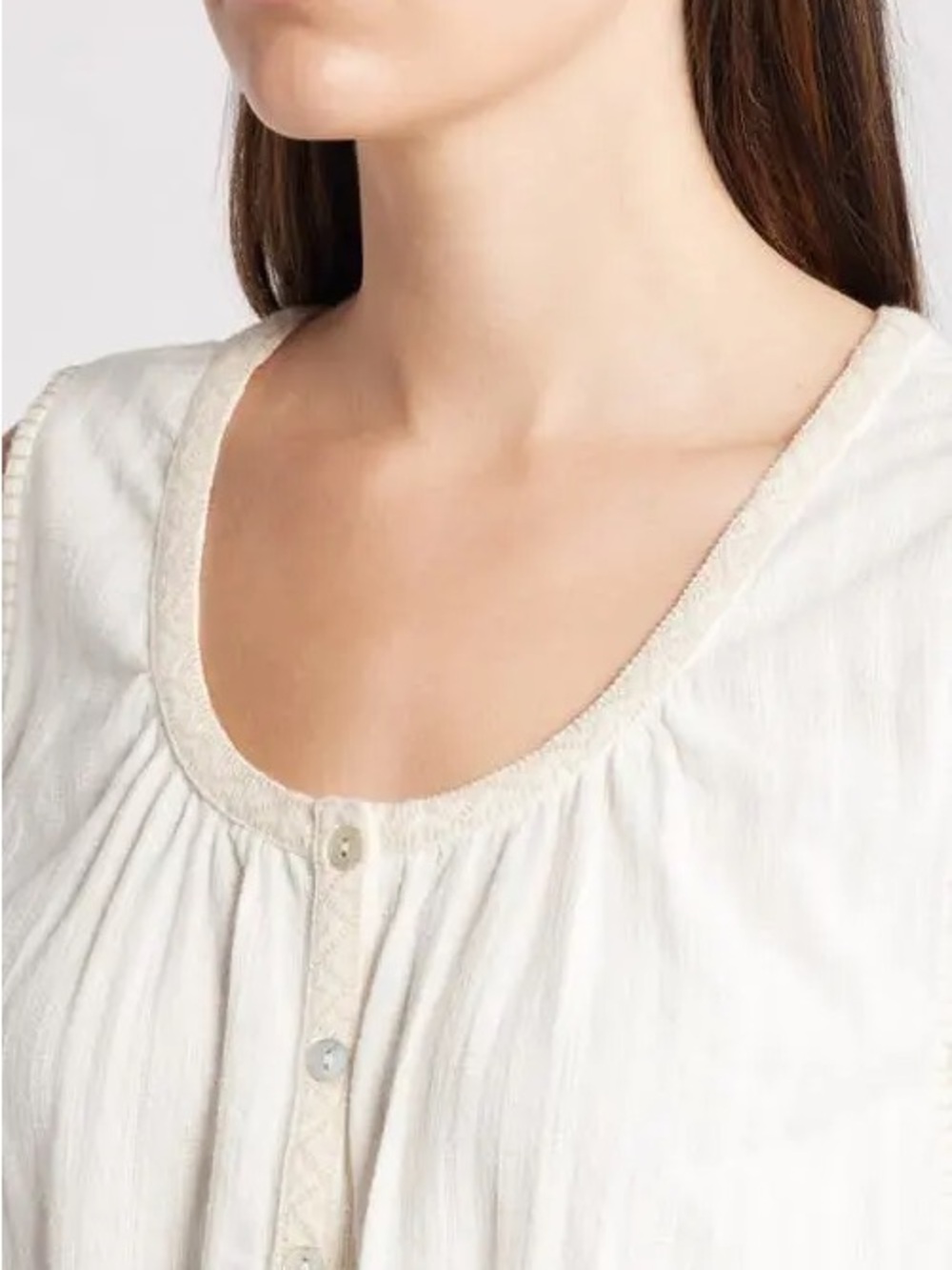 Faherty Isla Embroidered Organic Cotton Sleeveless Button-Up Tank Size S - Picture 9 of 11